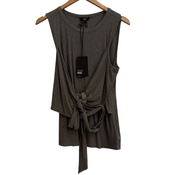 Paige NWT Melany Ribbed Heather Gray Sleeveless Women's Tank Top XL - Picture 1 of 6